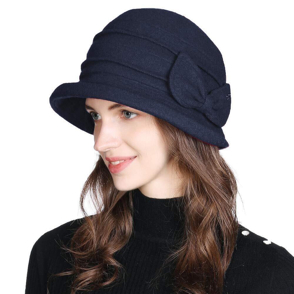 1594 Winter Cloche Bucket Hat Wool Elegant 1920s Vintage Fedora Bowler